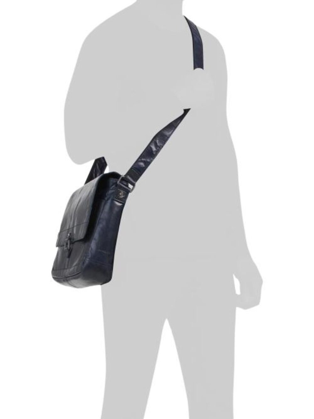 JACK GEORGES Buffalo Leather Voyager Hand Stained Full Size Messenger Bag - Picture 5 of 5